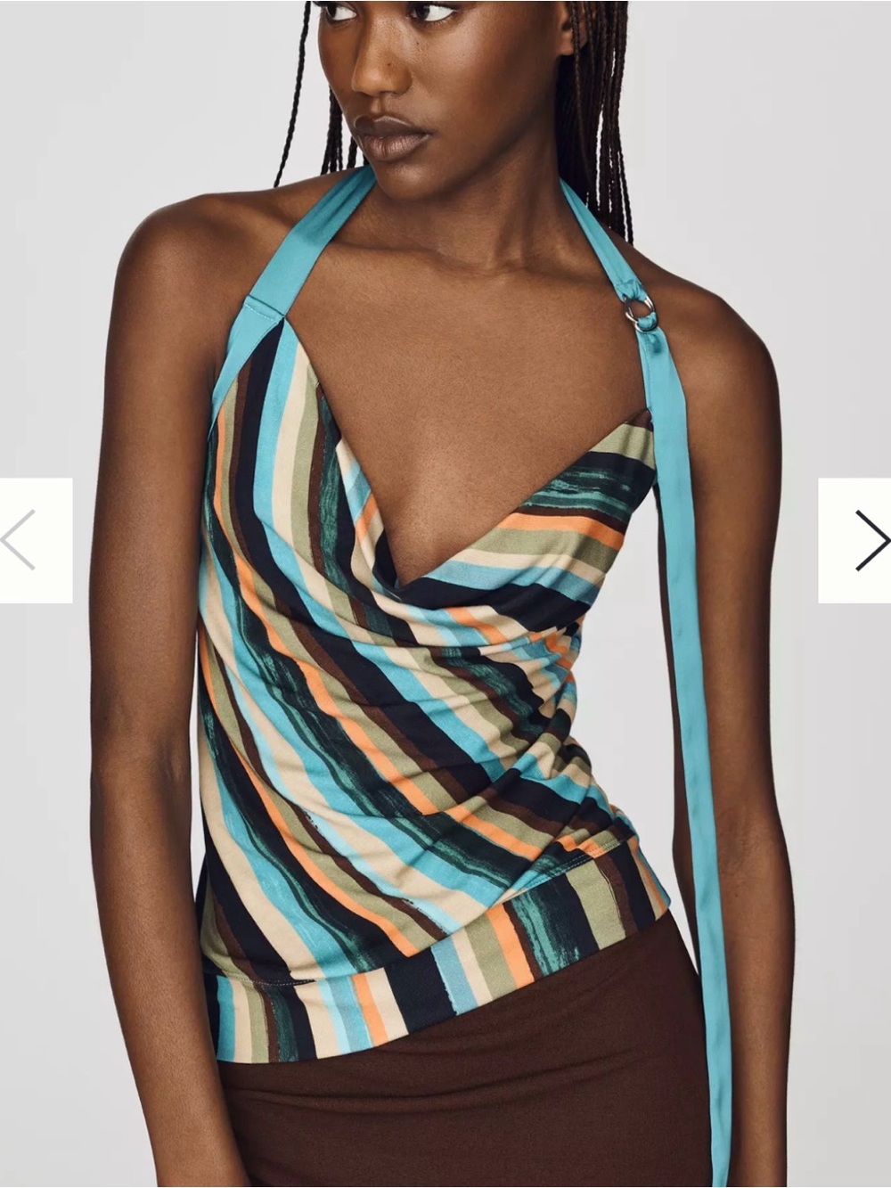 Maeve Anthropologie Striped Cowl Neck Halter Top Y2K Inspired Size Small